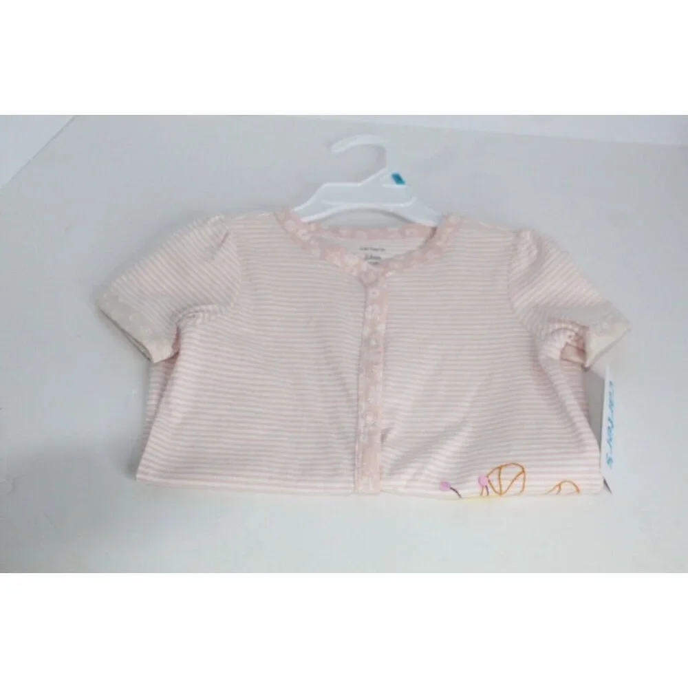 Carters Baby Girls Size 24 Months Cotton Pink Stripped Baby Bee Snap-Up Romper‎